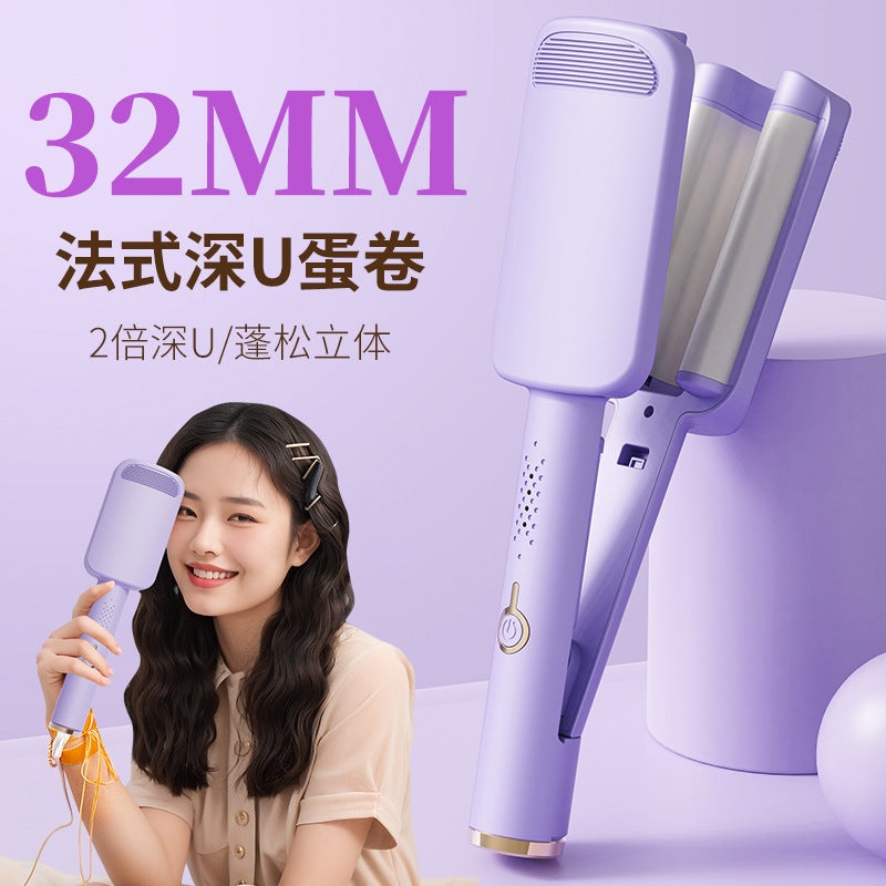 جهاز تجعيد الشعر عصا البيض لف البيض أداة كسولة رأس فقاعي تموج مائية موجة كبيرة 32 مم مثبت منزلي - Image 1